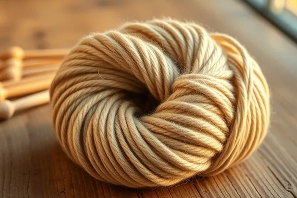 Mérinos Chunky Grossiste — pelote épaisse beige sur surface bois